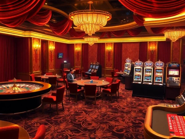 Experience the excitement of sun win at a luxury casino with vibrant roulette wheels and engaging players.