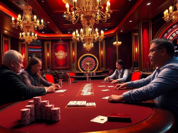 Experience high-stakes poker action at a luxurious Win55 casino table, full of excitement and strategy.