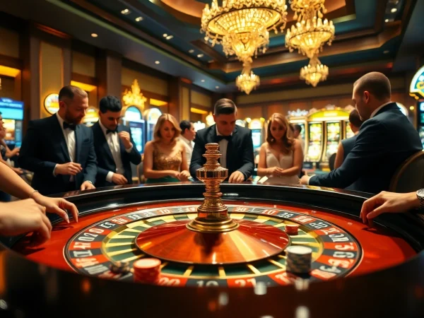 Experience thrilling gameplay at DF999 com with players engaging at a luxurious casino table.