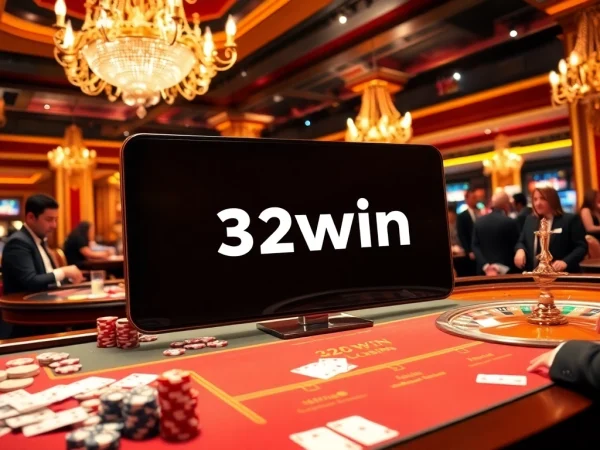 Experience the thrill of the 32win App at a luxurious casino table filled with chips and cards.