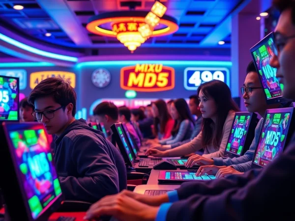 The online gaming scene of Tài Xỉu MD5, showcasing players immersed in action at taixiumd5.world with vibrant, engaging visuals.