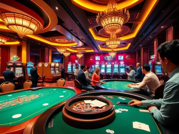 Experience the excitement of gambling at ph33.info with vibrant casino games, players, and luxury decor.