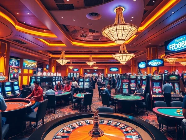 Experience thrilling gaming at Fb88 Casino with vibrant tables and slot machines.