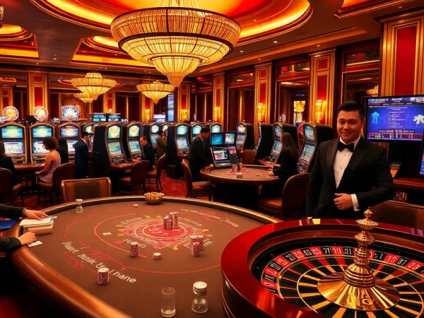 Experience high-stakes gaming excitement at 789f.mba with vibrant casino tables and slot machines.
