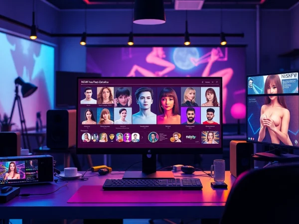 NSFW AI image generation workshop showcasing advanced technology and vibrant visuals.