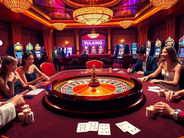Thu hút người chơi tại bàn casino LUCK8, với roulette, chip casino và cảm giác hồi hộp.