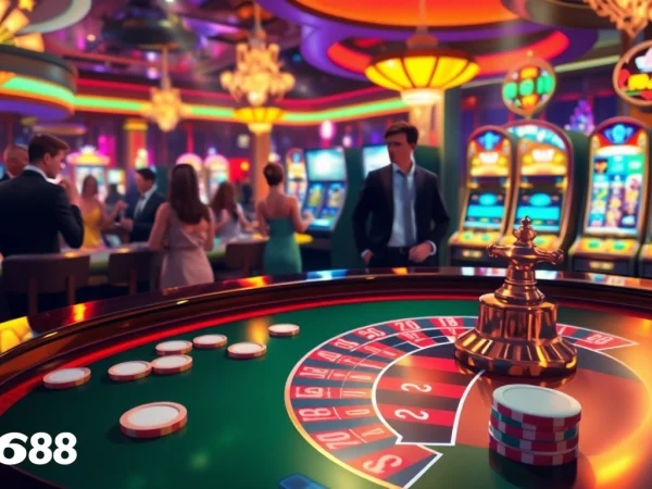 Win678 players enjoying an exciting roulette game in a glamorous casino atmosphere.