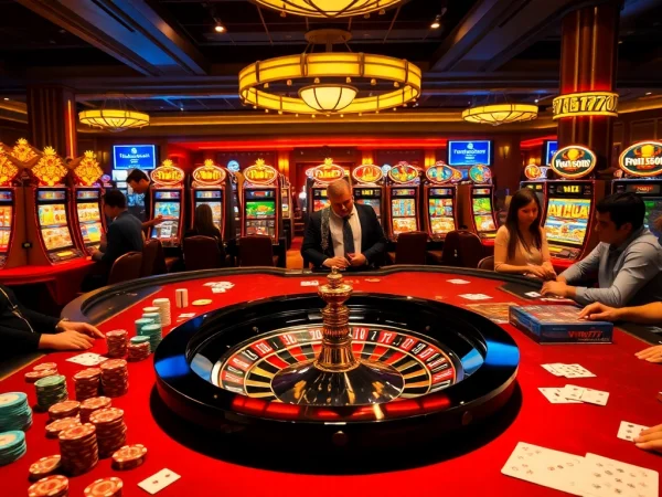 Experience thrilling gameplay at vin777 media with vibrant casino tables and engaged players.