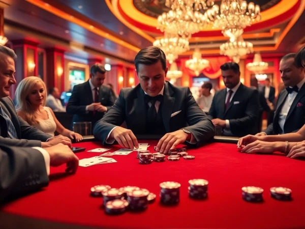 Exciting poker game scene at alo 789 with dynamic players and rich casino atmosphere.