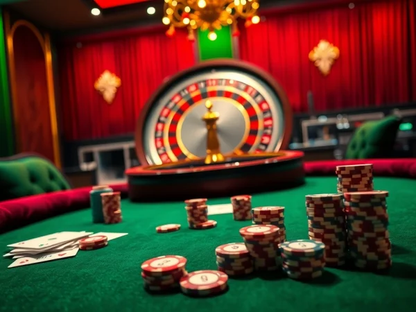 Experience the thrill of FLY 88 in an upscale casino, featuring a stylish poker table and roulette wheel.
