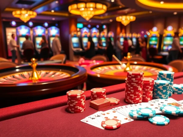 Experience the thrill of gambling at 88i with vibrant casino tables and excited players.