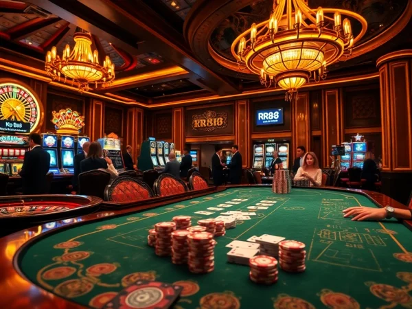 Experience the excitement at https://rr88.navy/ as players engage with dynamic casino games under luxurious lighting.