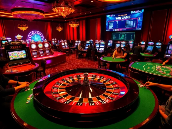 Enthusiastic players aim to win game prizes at a vibrant casino roulette table.