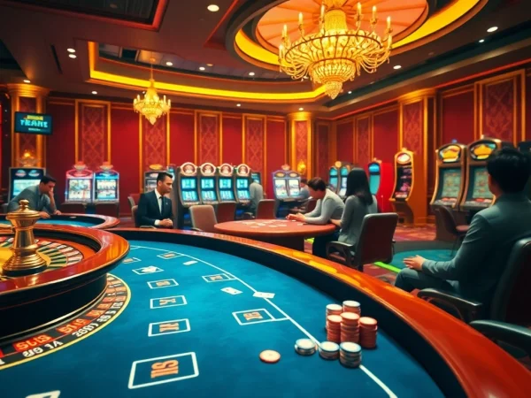Experience the thrill of e2bet with luxurious casino visuals showcasing poker games and roulette.
