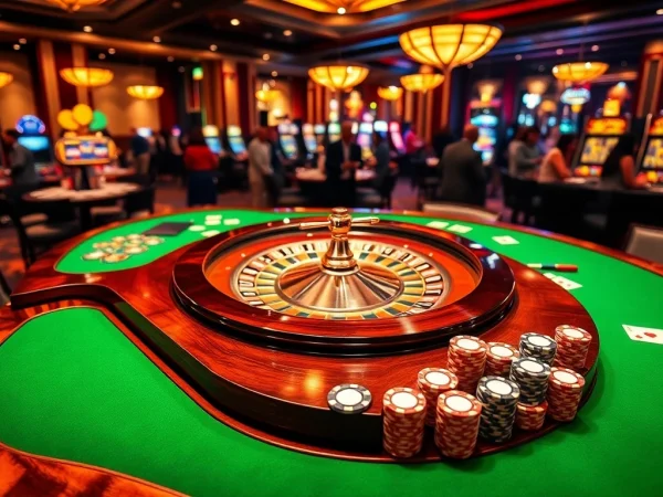 Experience the thrill of fly88 with vibrant casino tables showcasing excitement and elegance.