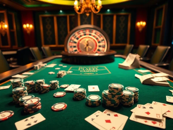 Engaging scene of a luxurious poker table with 11bet.fashion elements showcasing excitement in gambling.