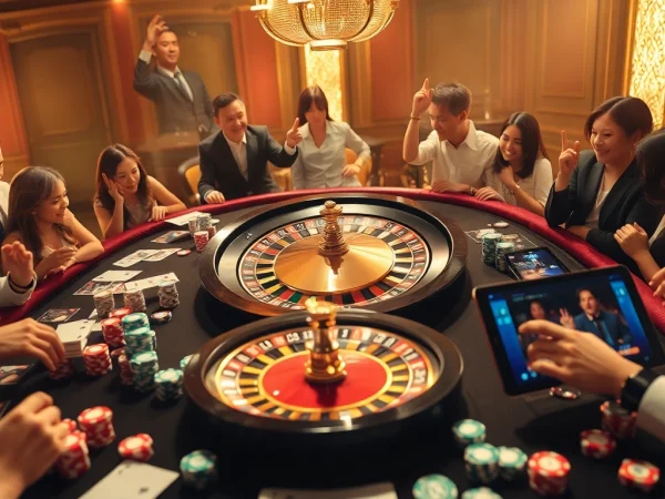 Experience the excitement at trang chu luckywin, where casino tables, poker chips, and roulette wheels create thrilling moments.