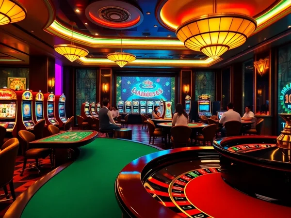 Experience the thrill of xocdia88 with engaging players at vibrant casino tables, showcasing excitement in online gambling.