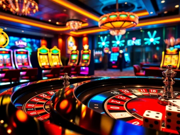 Players enjoy the thrilling atmosphere at https://tg88-casino.com/, with vibrant roulette tables and slot machines.